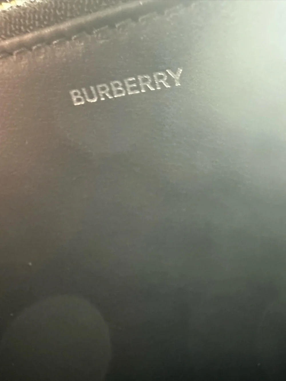 Burberry Zip-Around Wallet in Black with Red and Gray Stripe
